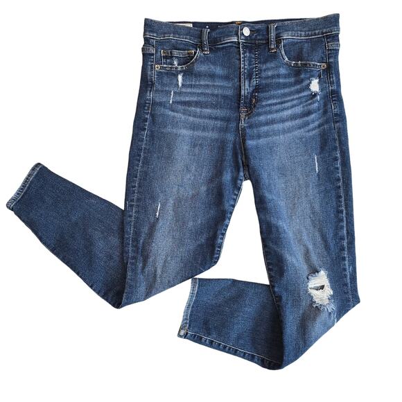 Gap Blue True Skinny Ankle High Rise Jean Womens 30/10R Medium Wash Denim Ripped - Picture 2 of 7